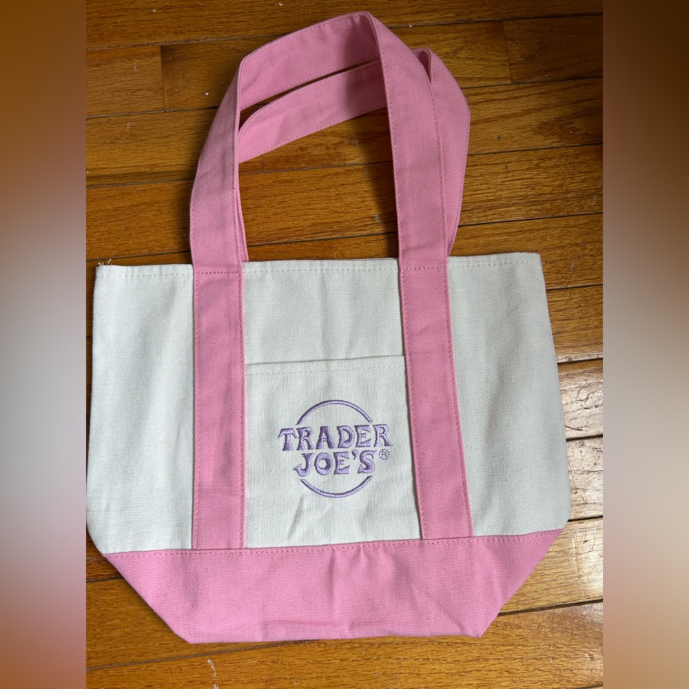 Trader Joe's BRAND NEW Mini Pastel Canvas Tote Bag - Pink